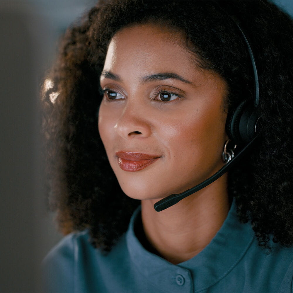 woman with headset