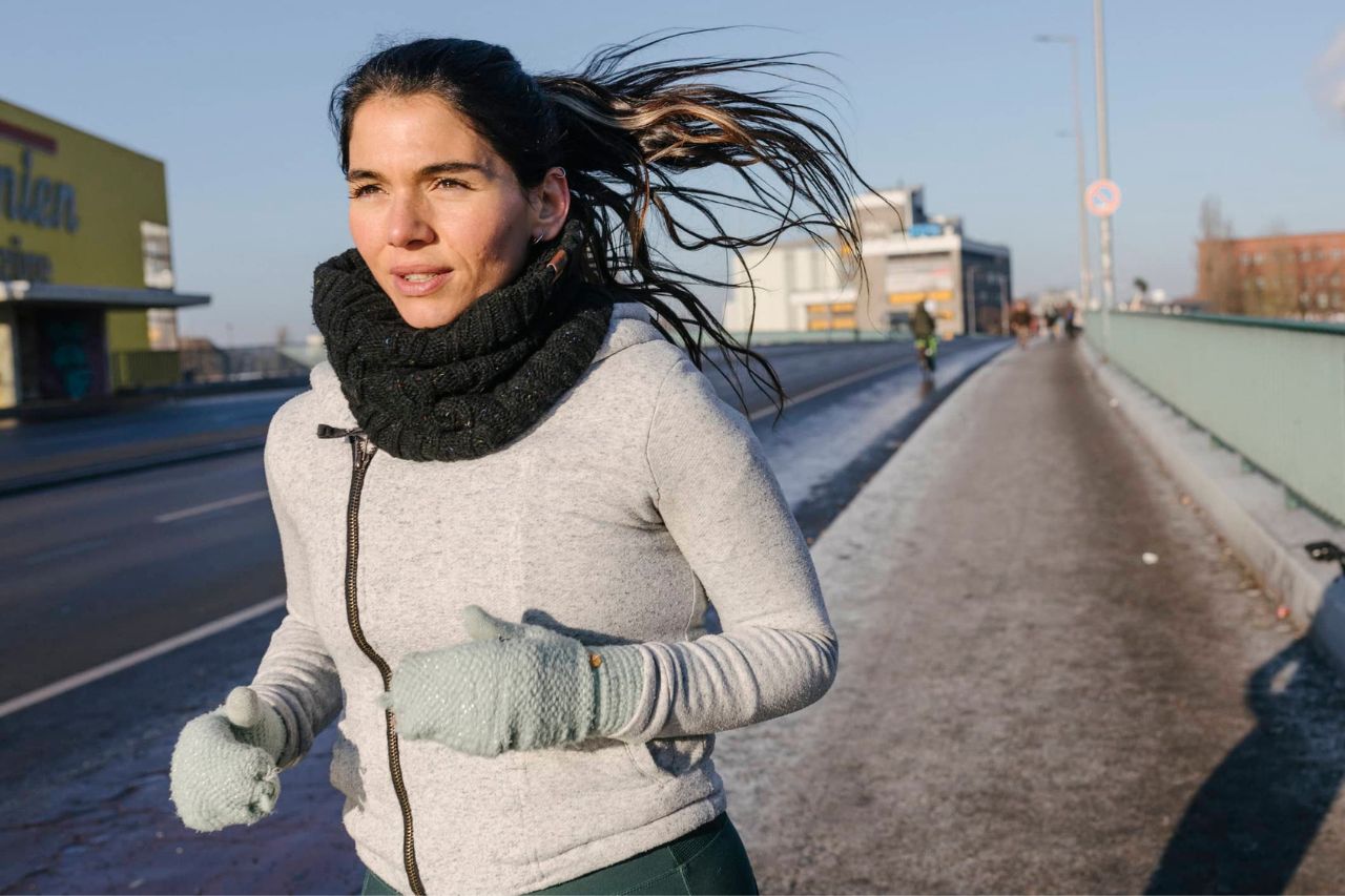 Woman running outside