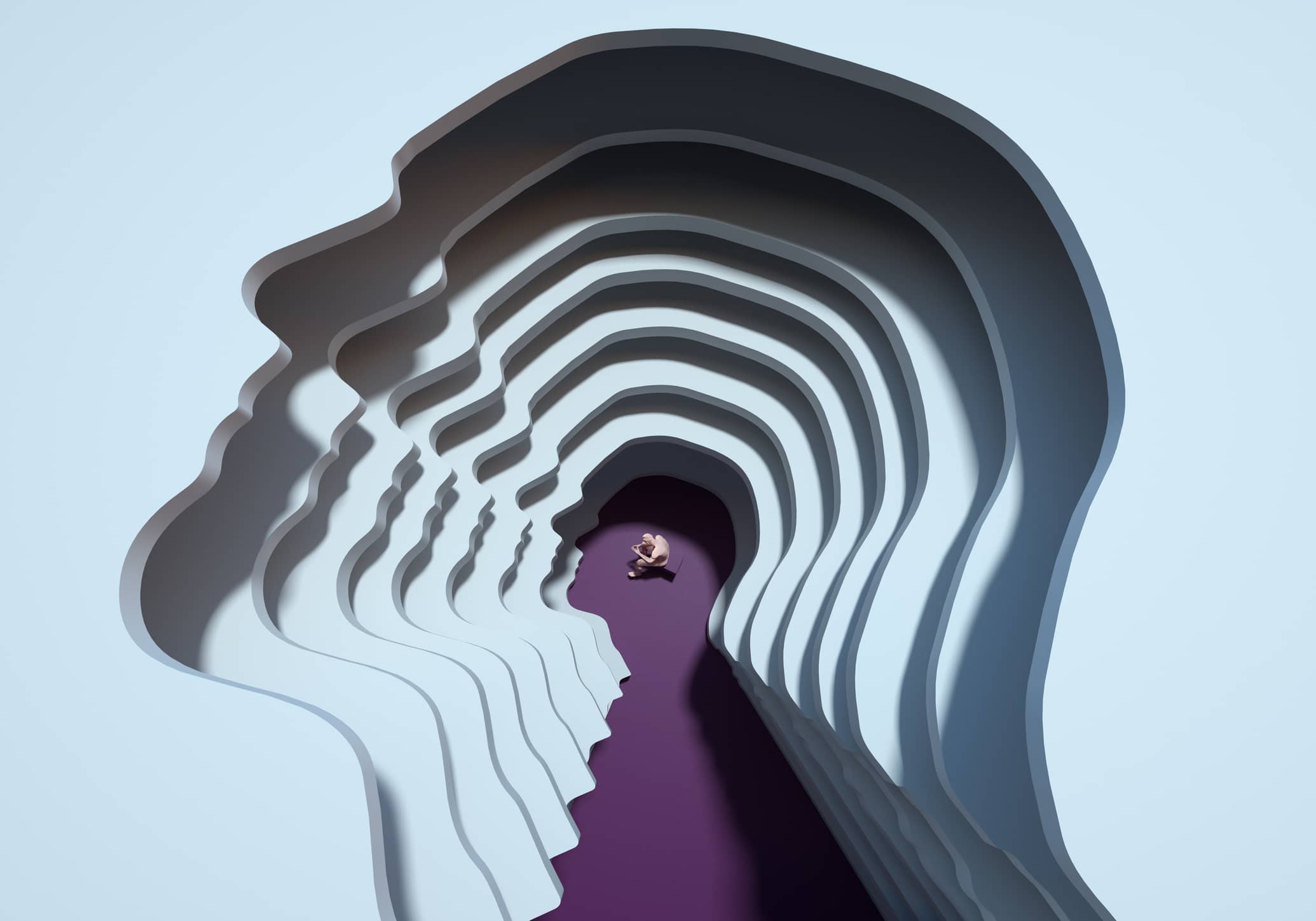 Long tunnel in the shape of a head