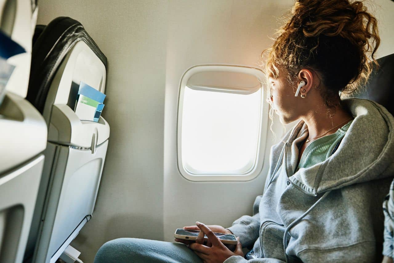 Woman on an airplane