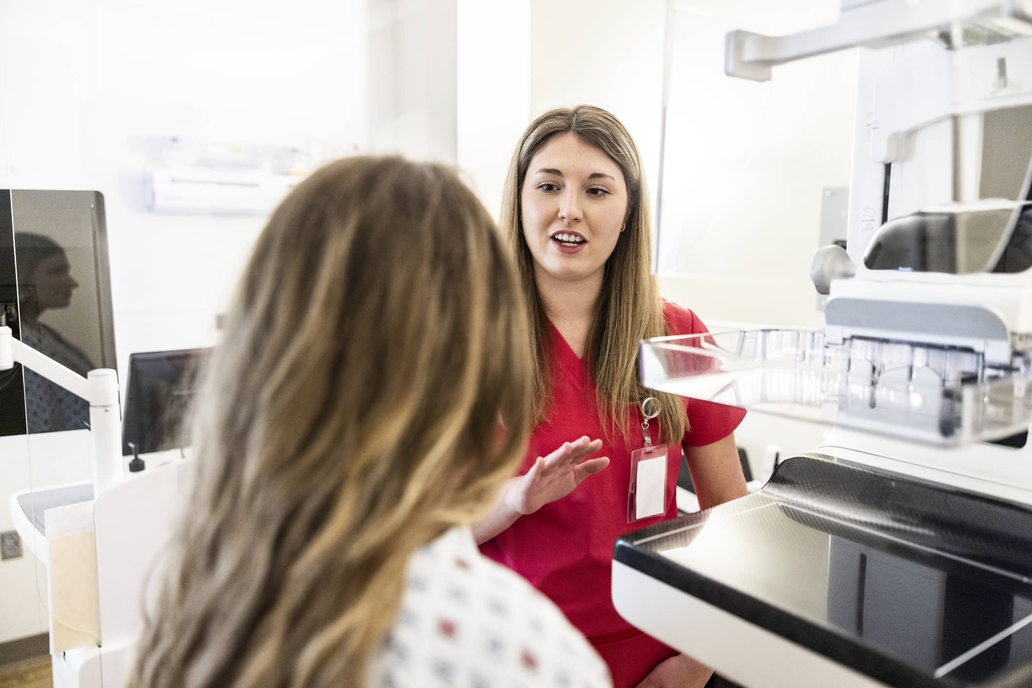 Mammogram Tech with a Patient