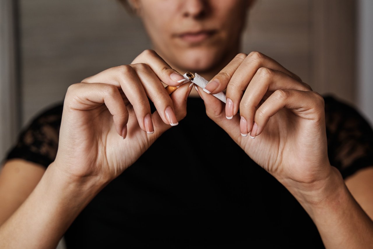 Woman quitting smoking