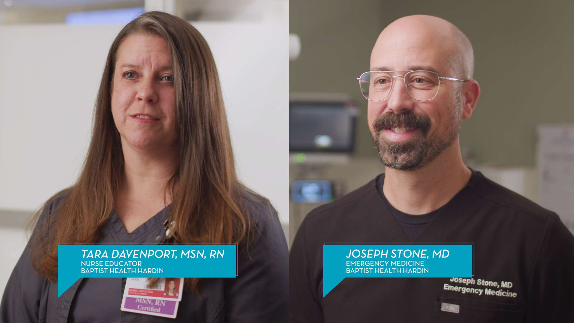 Joseph Stone, MD, Emergency Medicine, and Tara Davenport, MSN, RN, nurse educator