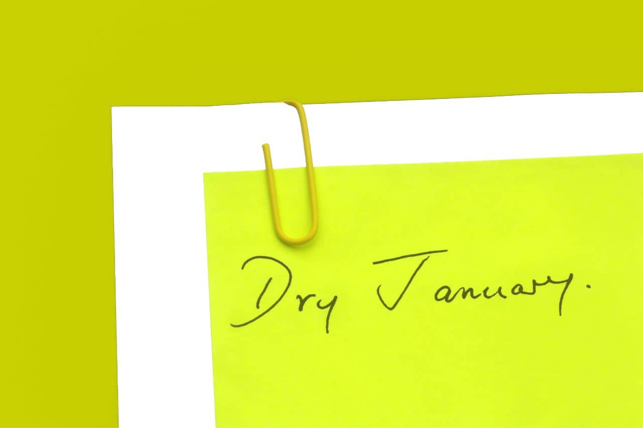 Dry January on a Yellow Stick-it-Note