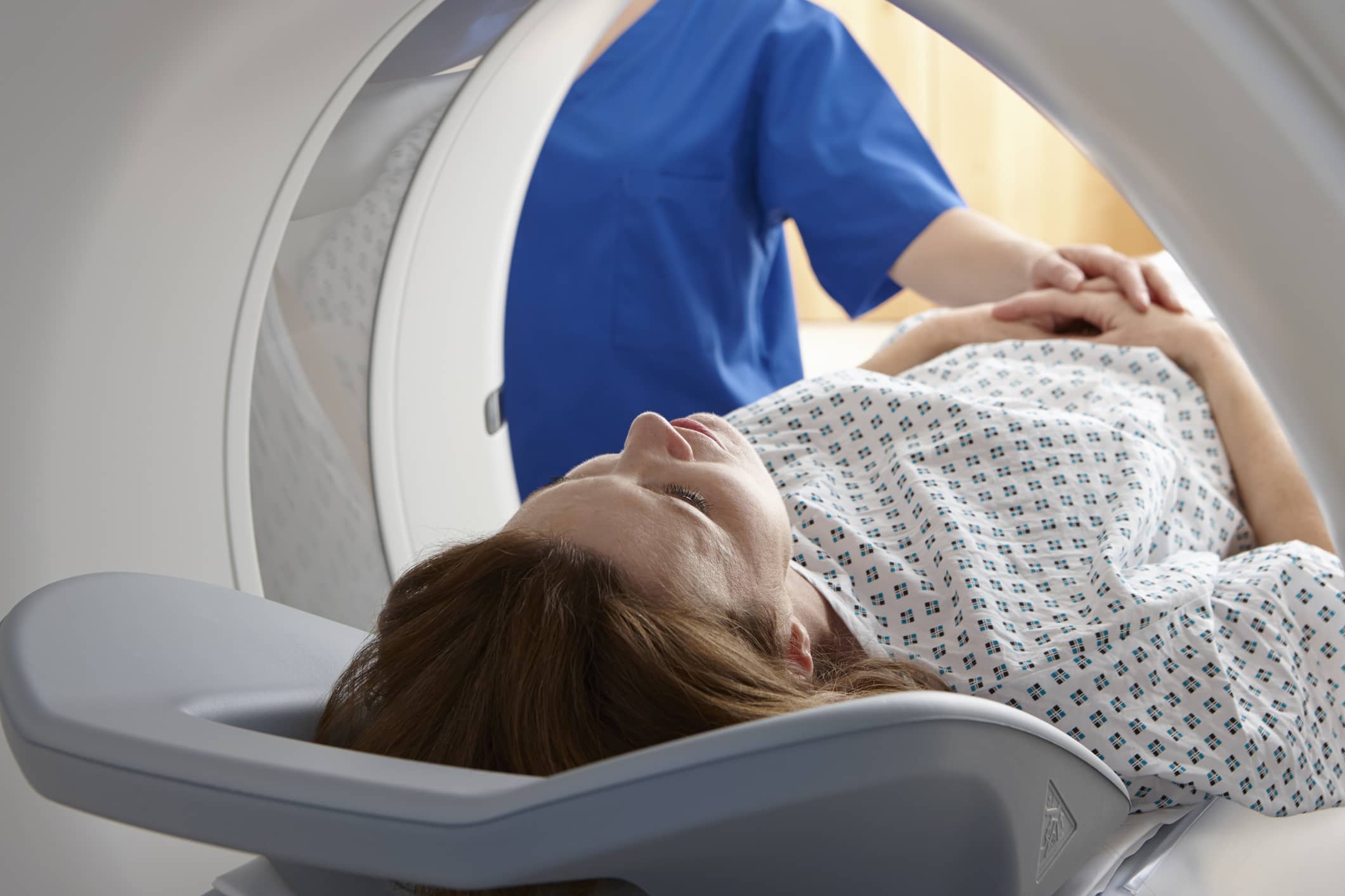 Woman Laying on an Exam Table