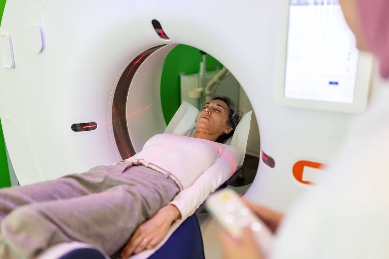 Woman getting an MRI