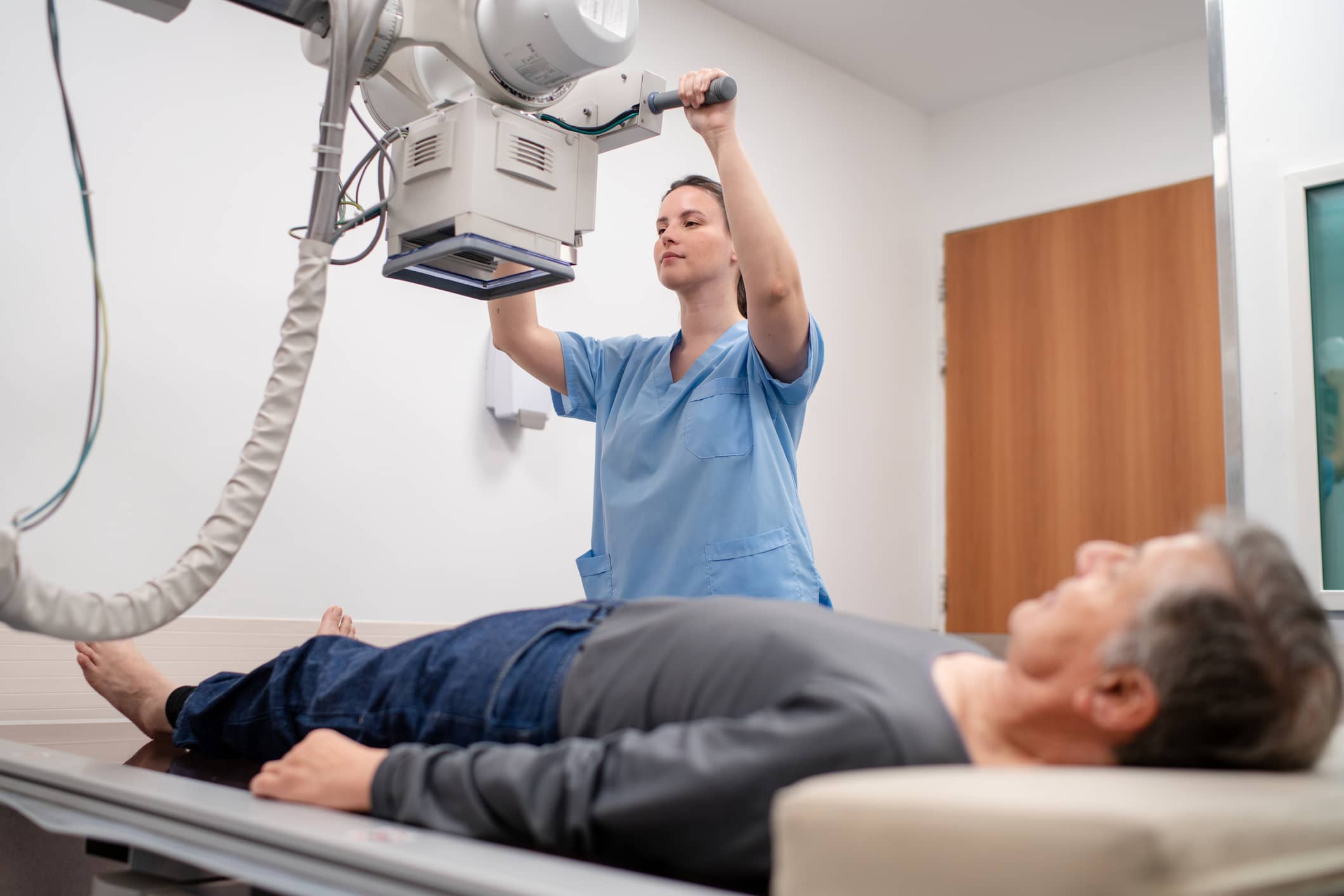 Man Lying on Xray Table