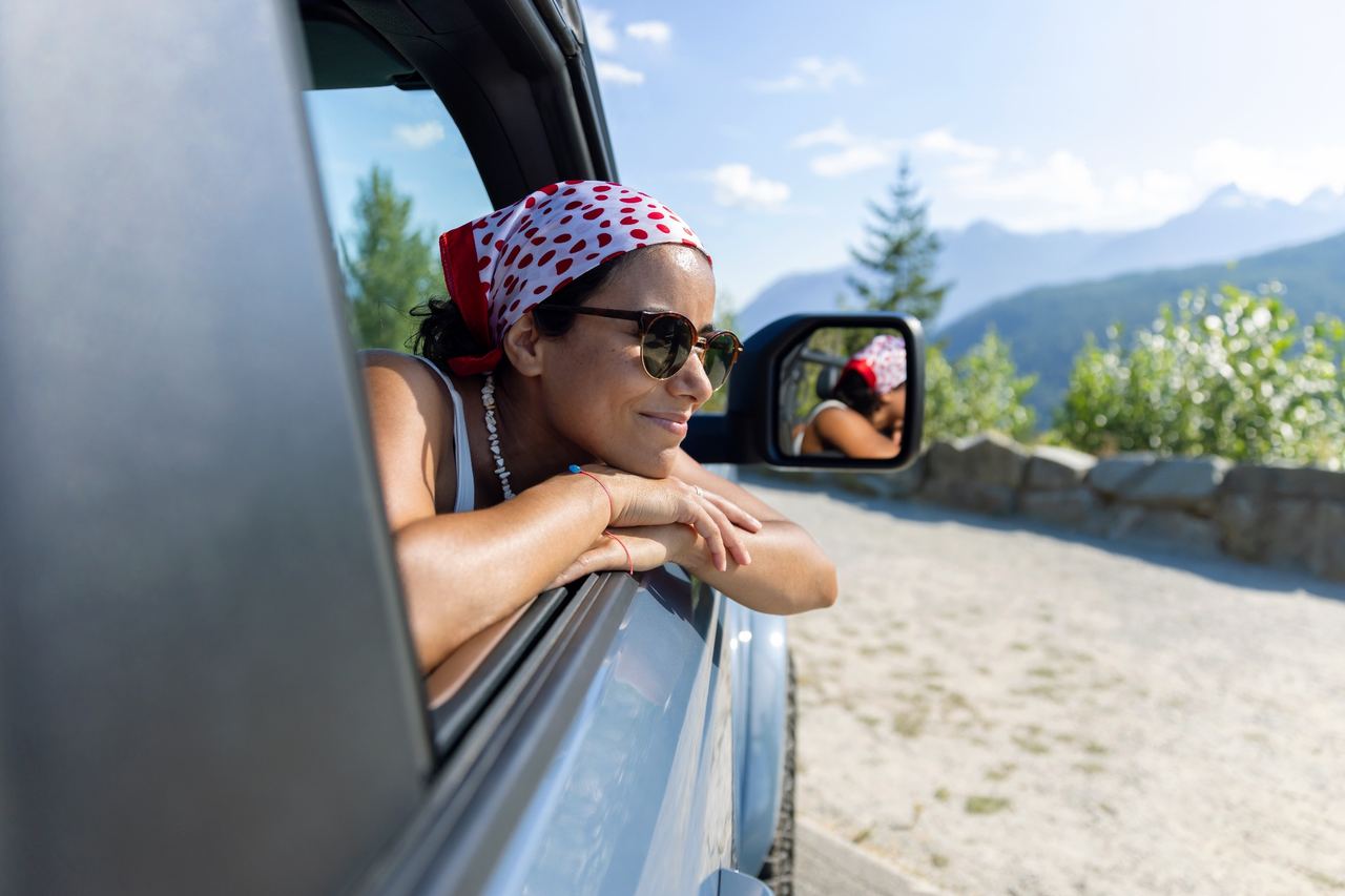 Woman on a road trip