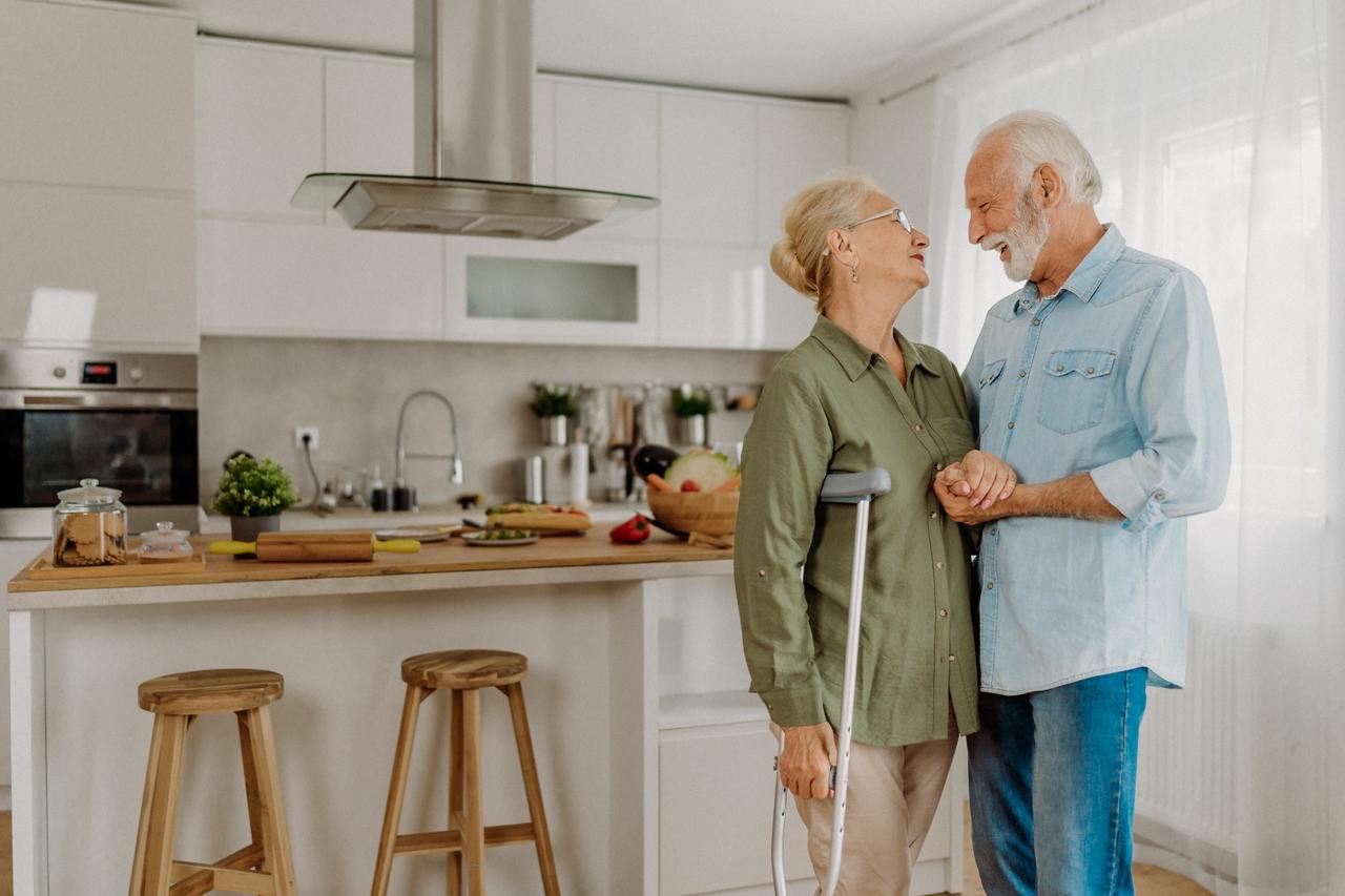 Older couple in a kitchen