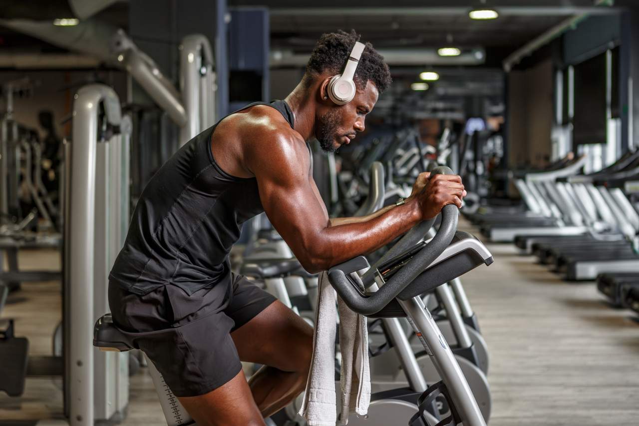 Man on stationary bike