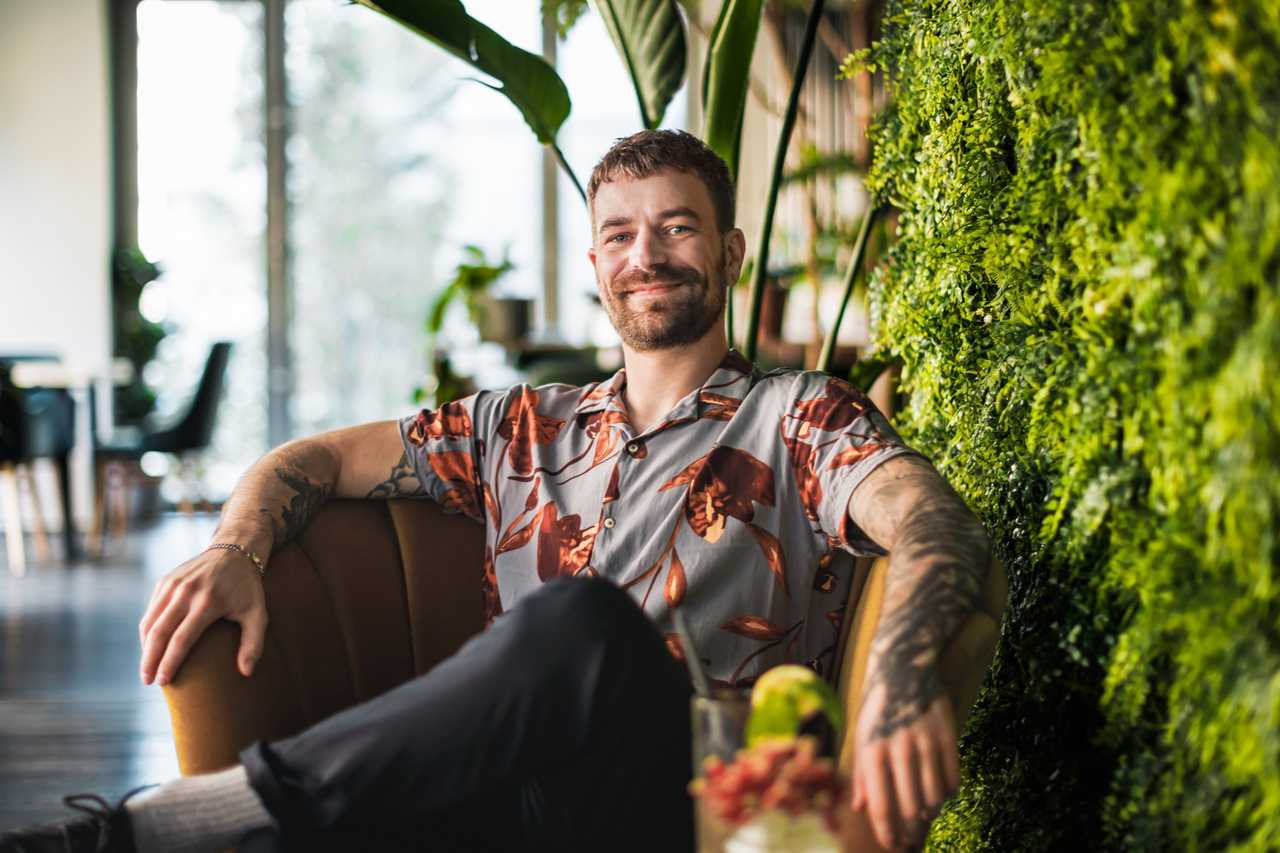 Man relaxing in casual space