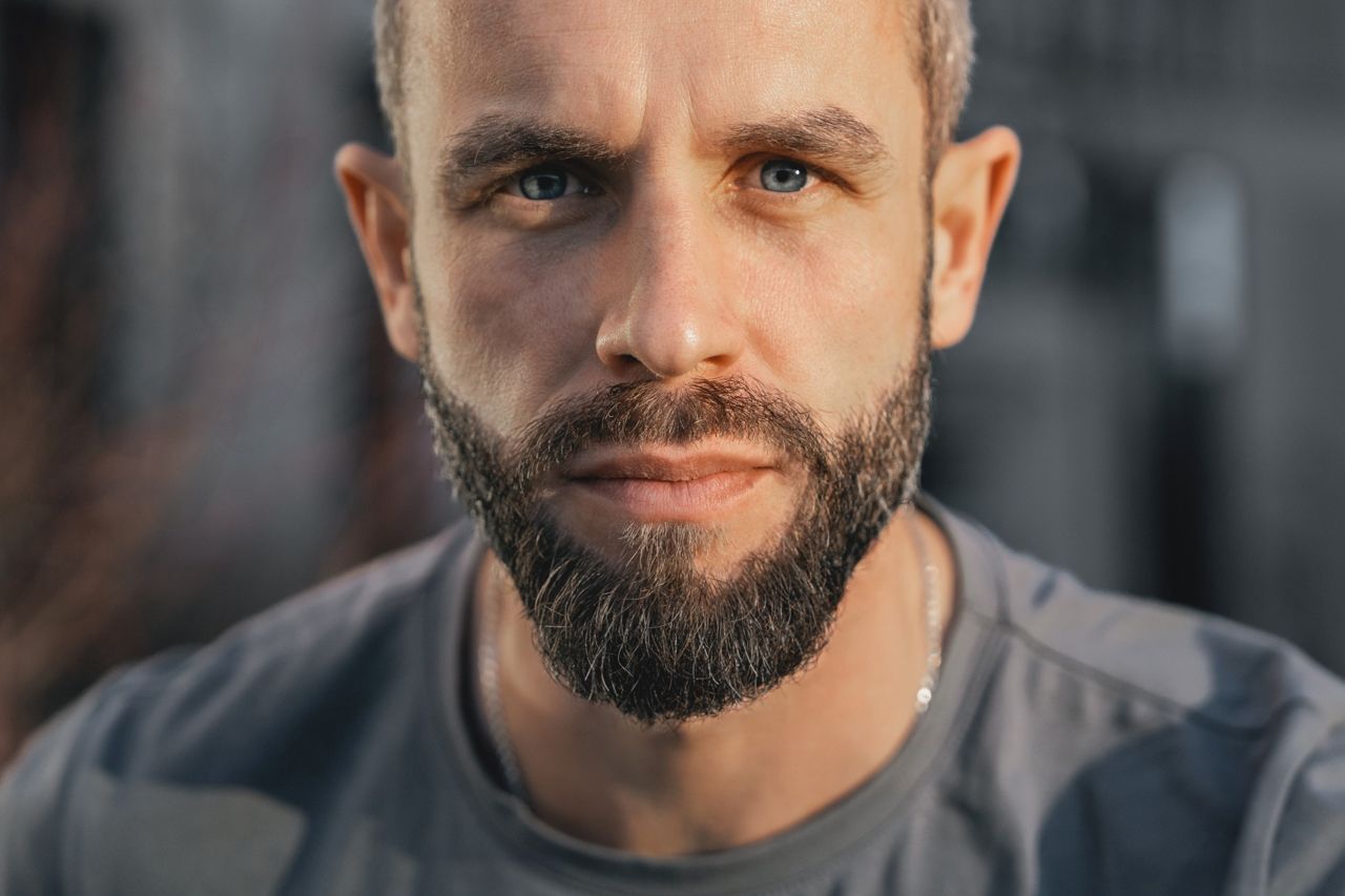 Close-up portrait of a man with a beard
