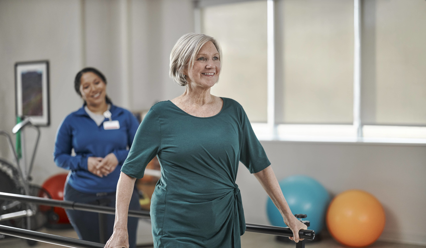 Woman walking during physical therapy session