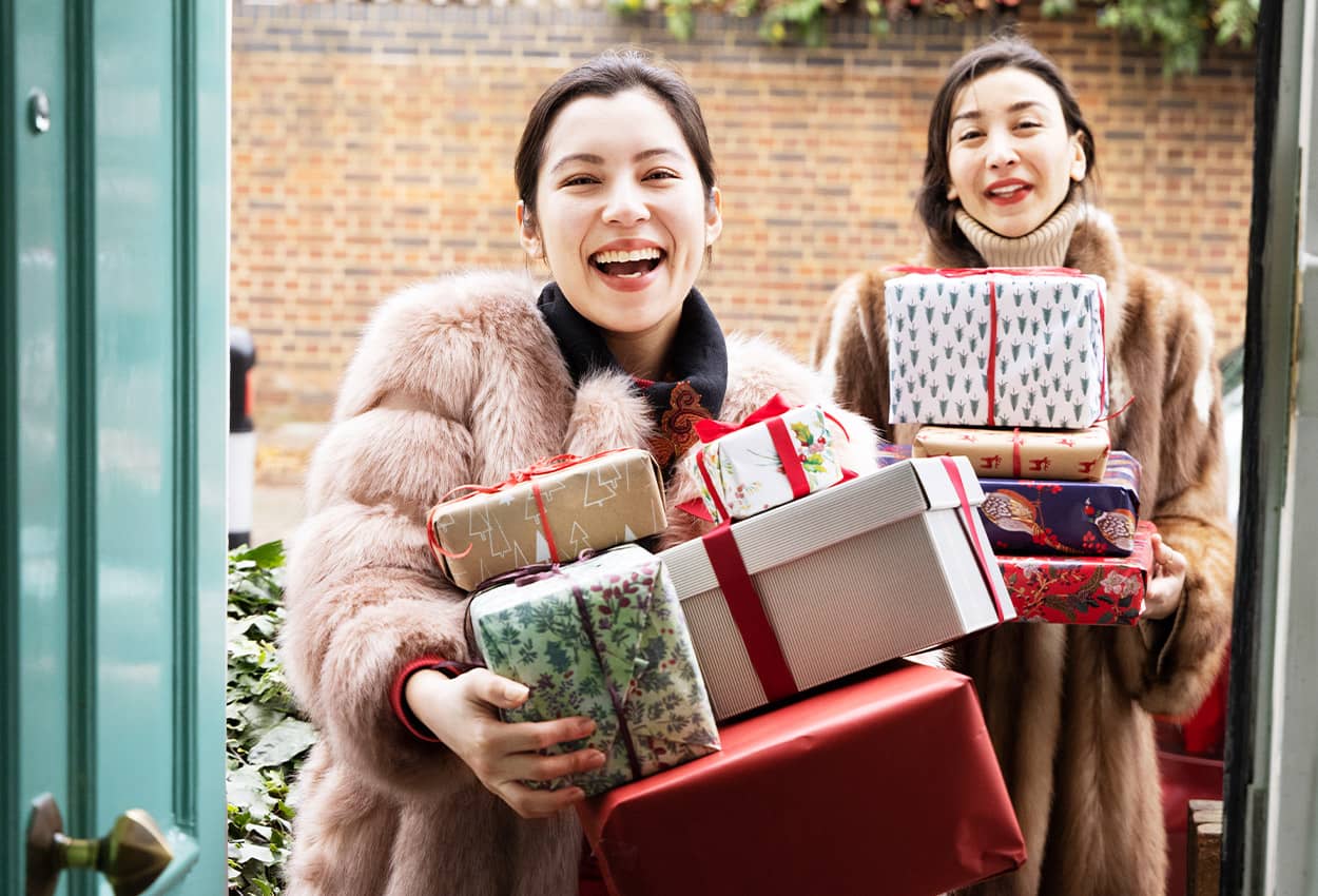 Two women with gifts