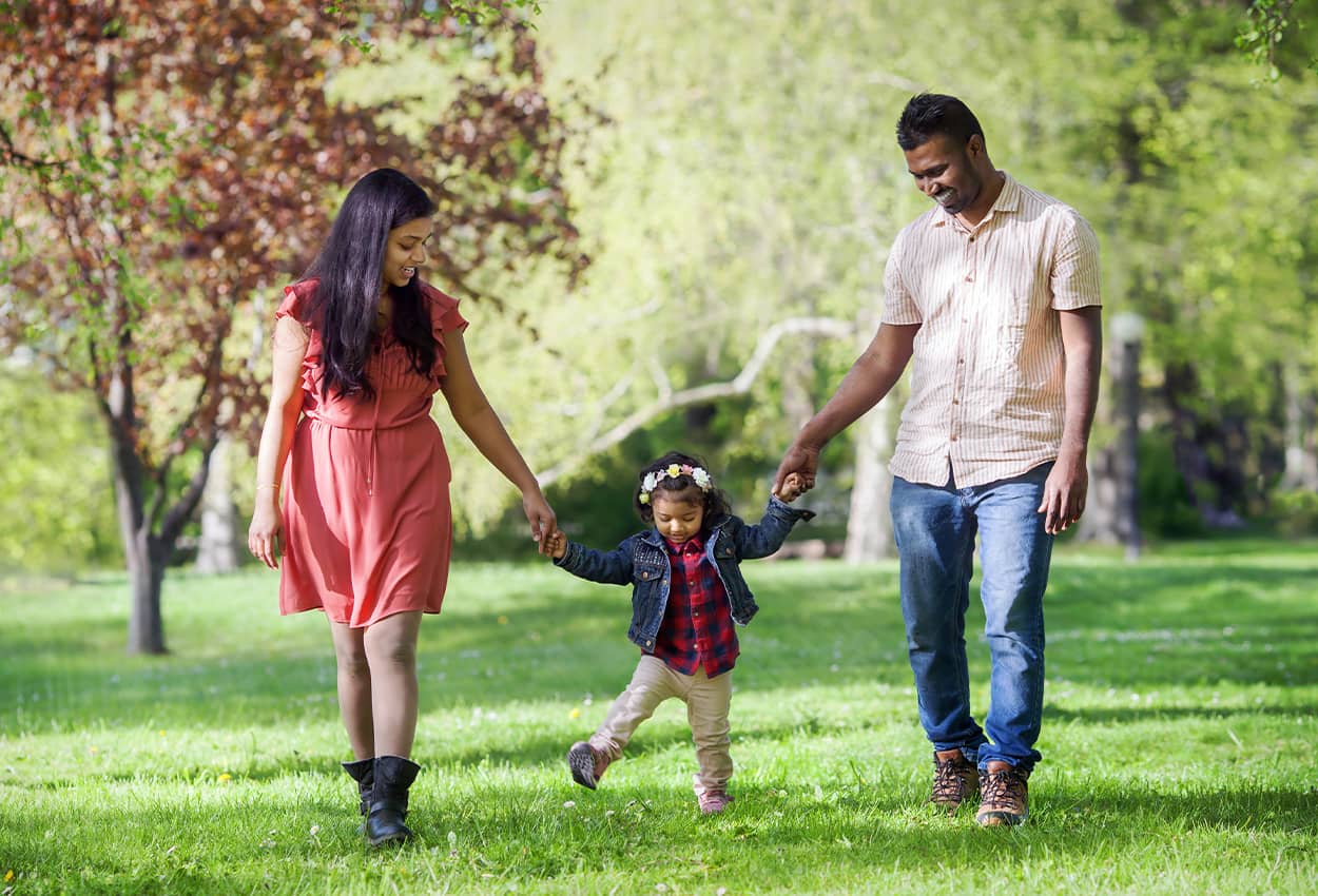 Family walking in the park