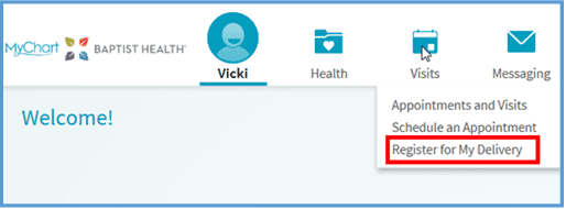MyChart register delivery