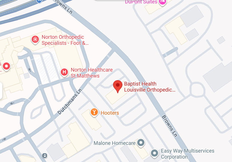 Map to Louisville Office of Louisville Orthopedic Clinic