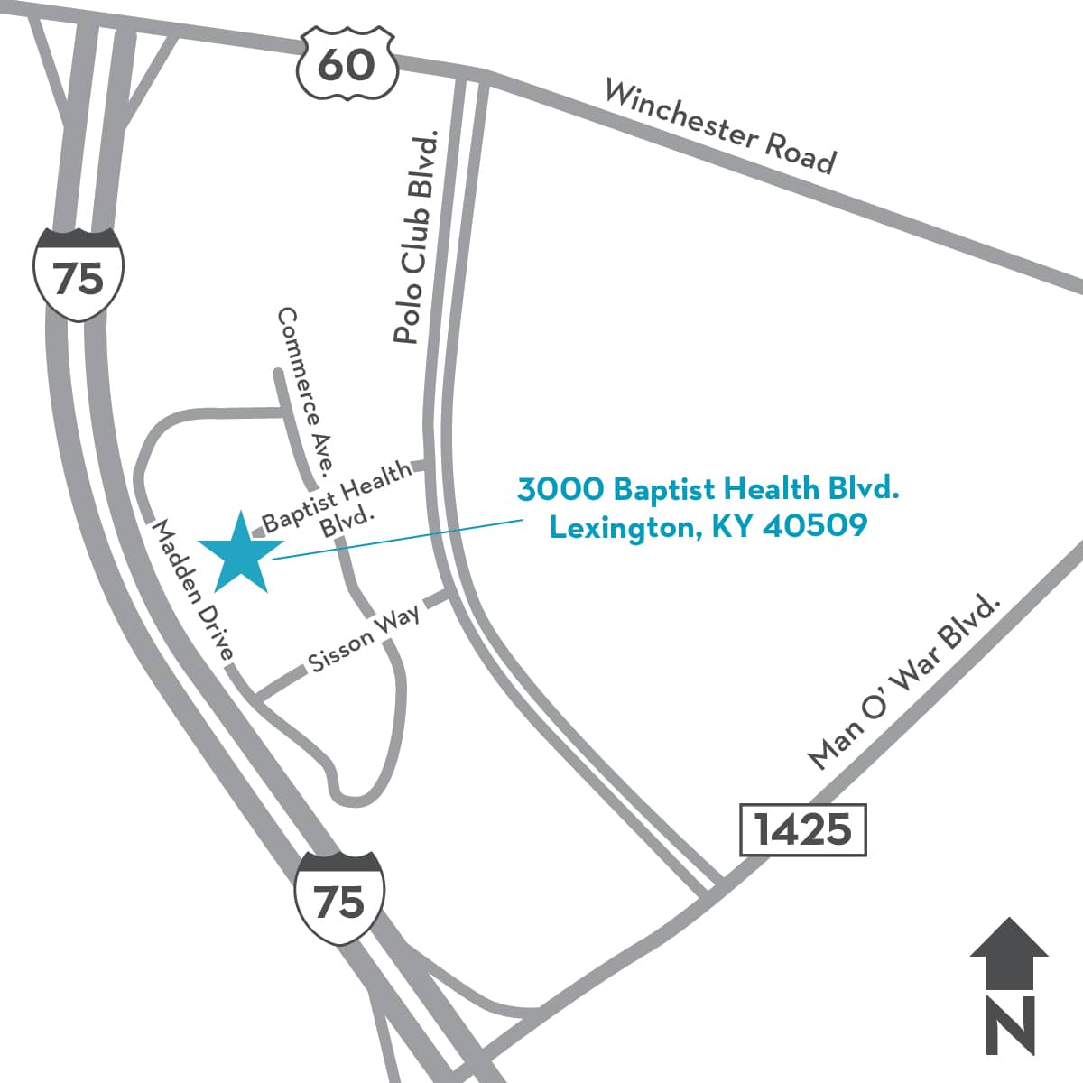 Map of Baptist Health Hamburg and surrounding area