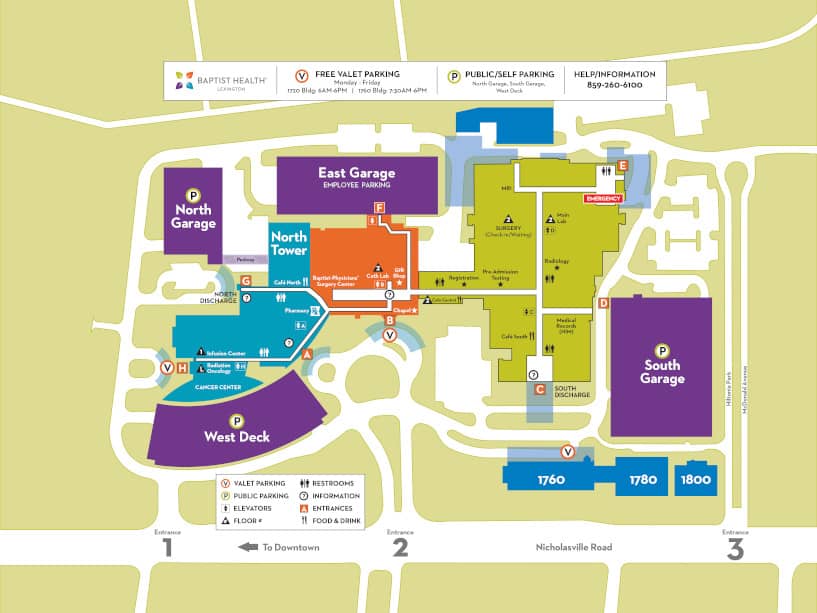 Baptist Health Lexington campus map