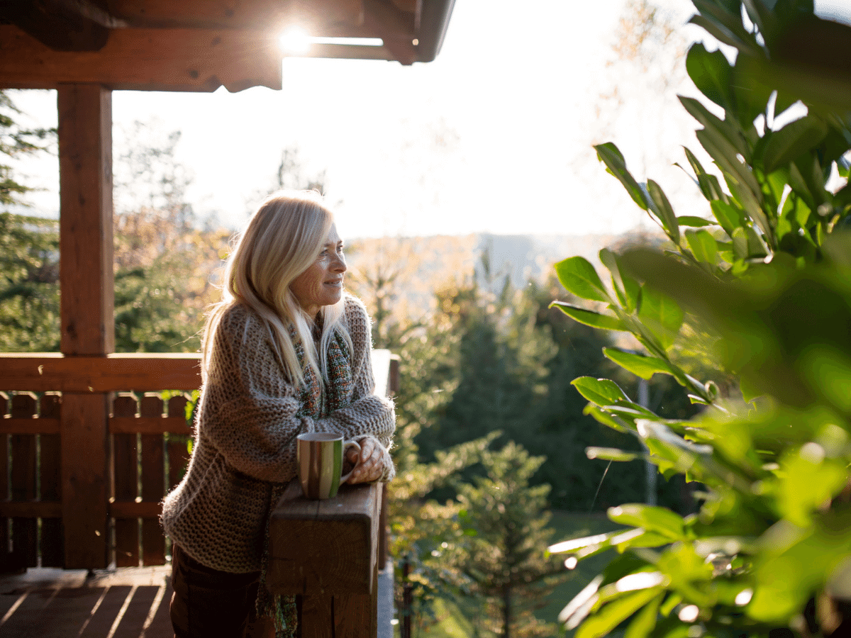 Woman enjoying the sunshine outside