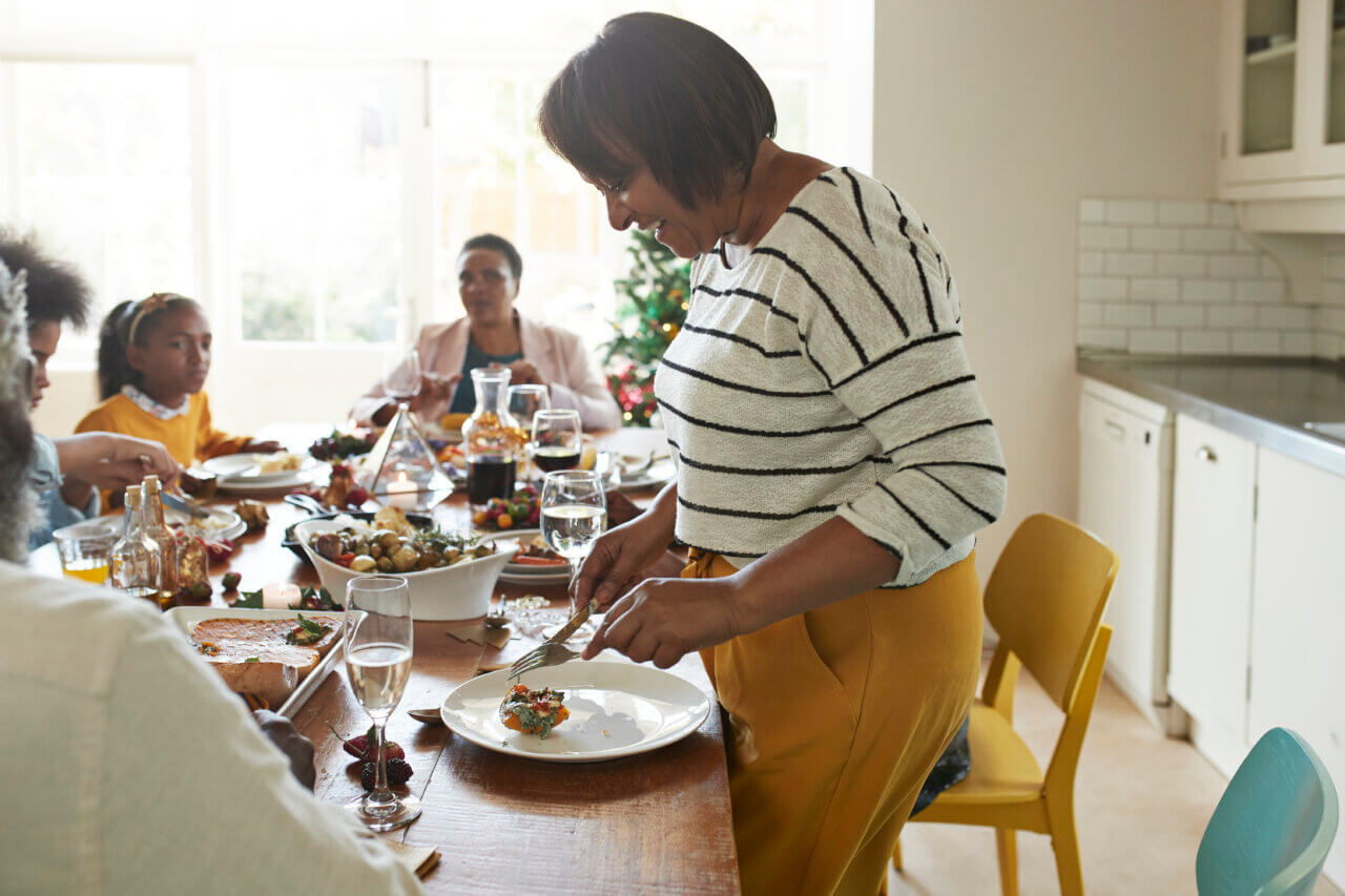 family sharing a holiday meal together