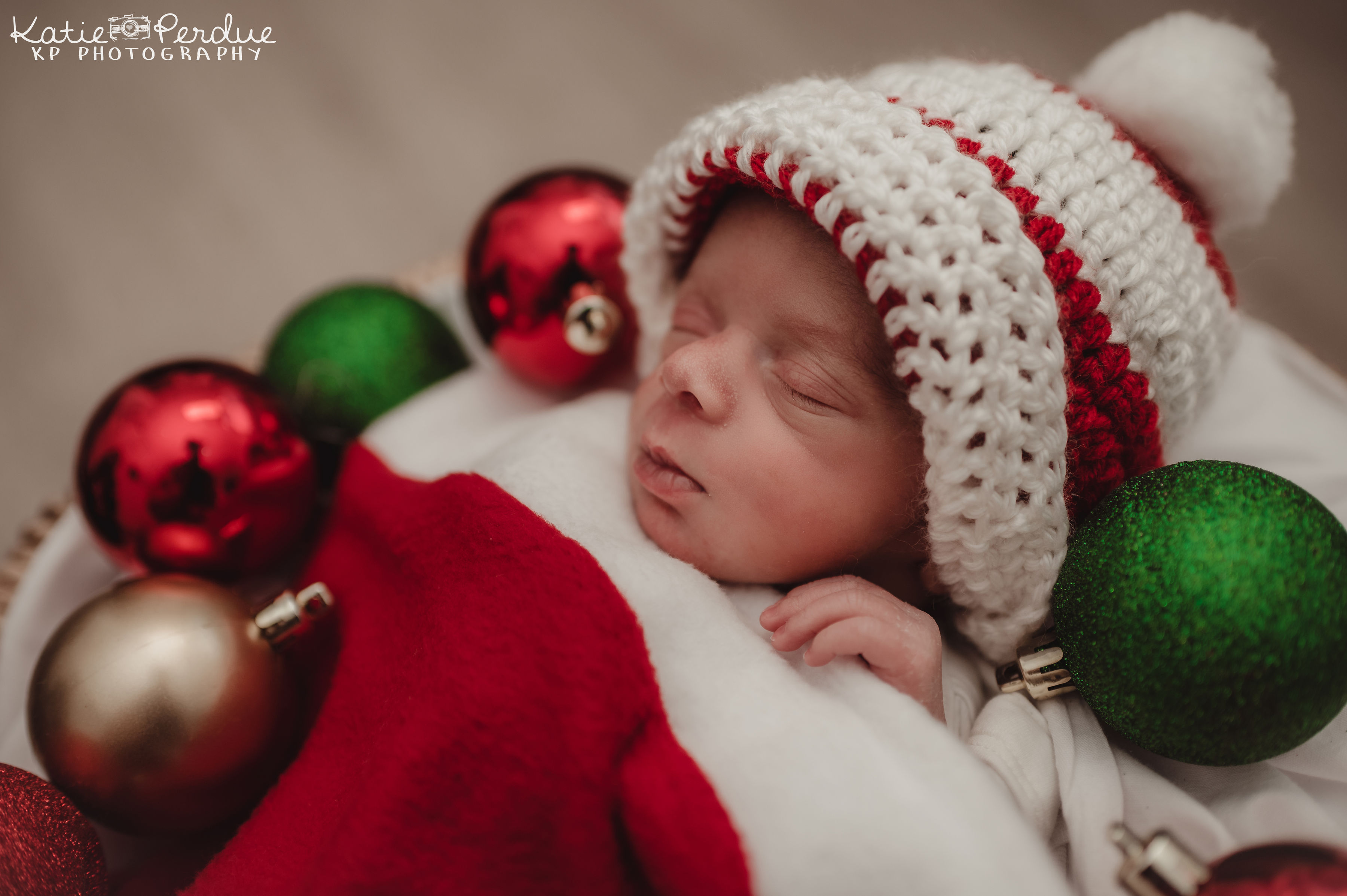 Newborn baby in Christmas stocking