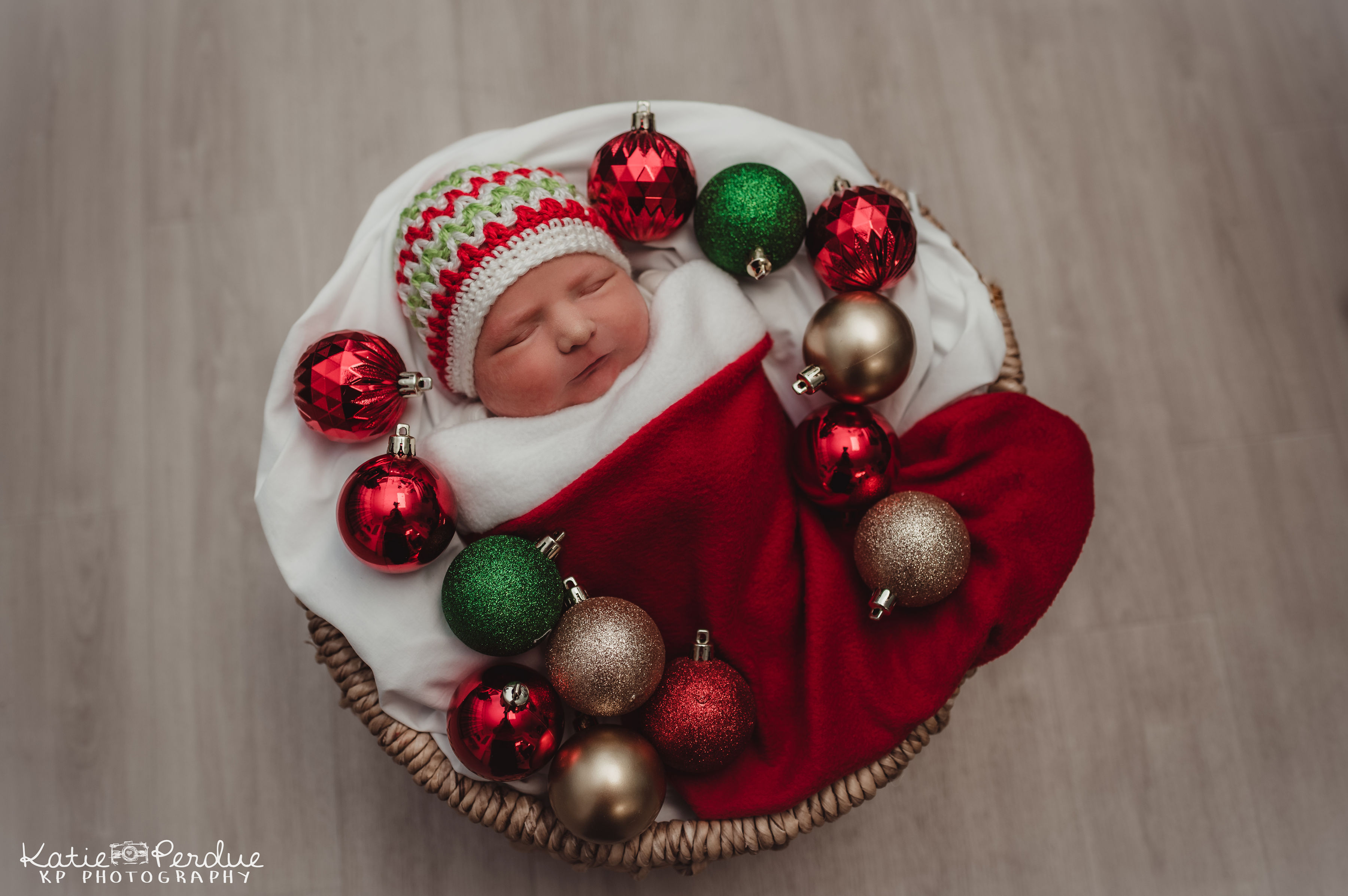Newborn baby in Christmas stocking