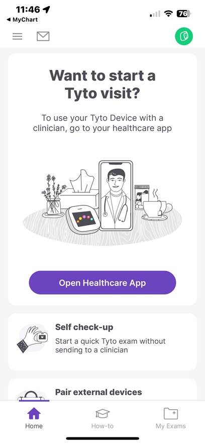 tytocare screen green icon ready