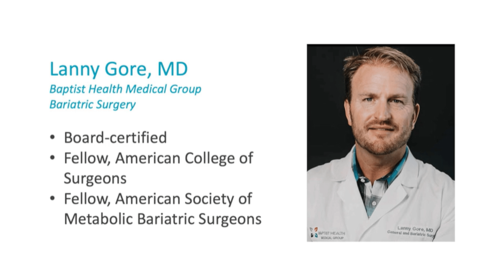 Dr Lanny Gore weight loss surgery video